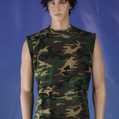 Woodland camouflage mouwloos t-shirt