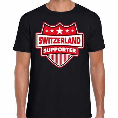 Zwitserland / switzerland schild supporter zwart heren t-shirt kopen