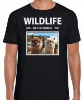 Alpaca dieren foto wildlife of the world zwart heren t-shirt