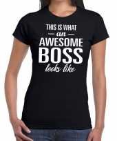 Awesome boss tekst zwart dames t-shirt