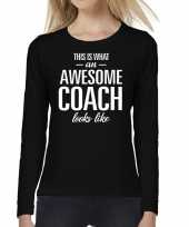 Awesome coach cadeau long sleeve zwart dames t-shirt