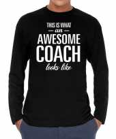 Awesome coach cadeau long sleeves zwart heren t-shirt