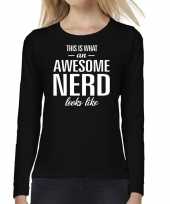 Awesome geweldige nerd cadeau long sleeves dames t-shirt