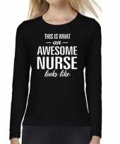 Awesome nurse verpleegkundige cadeau long sleeves dame t-shirt