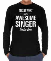 Awesome singer zanger cadeau long sleeves zwart heren t-shirt