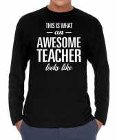 Awesome teacher cadeau long sleeves zwart heren t-shirt