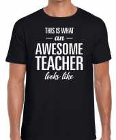Awesome teacher tekst zwart heren t-shirt