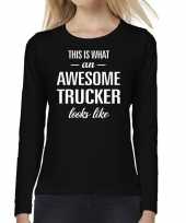 Awesome trucker vrachtwagenchauffeuse cadeau long dames t-shirt