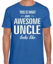 Awesome uncle oom cadeau blauw heren t-shirt