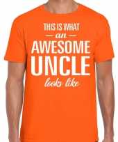 Awesome uncle oom cadeau oranje heren t-shirt