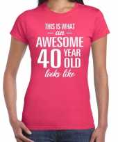 Awesome year jaar cadeau roze dames t-shirt 10200334