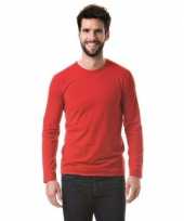 Basic stretch lange mouwen longsleeve rood heren t-shirt