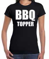 Bbq topper bbq barbecue cadeau zwart dames t-shirt