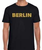 Berlin gouden glitter tekst zwart heren t-shirt