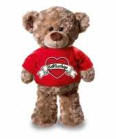 Beterschap pluche teddybeer knuffel rood t-shirt