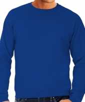 Blauwe sweater sweat trui grote maat ronde hals heren t-shirt