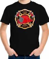 Brandweer logo kleding zwart kinderen t-shirt