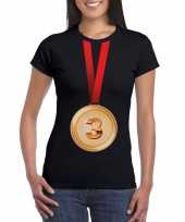 Bronzen medaille kampioen zwart dames t-shirt