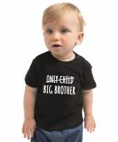 Correctie only child big brother cadeau zwart baby aankodiging zwangerschap grote broer t-shirt