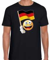 Duitsland supporter fan smiley zwart heren t-shirt