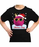 Fout kers coole kerstbal christmas party zwart kids t-shirt