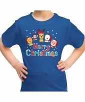 Fout kers dieren merry christmas blauw kids t-shirt