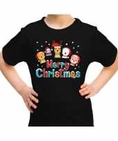 Fout kers dieren merry christmas zwart kids t-shirt
