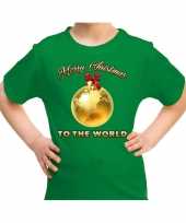 Fout kers merry christmas to the world groen kinderen t-shirt