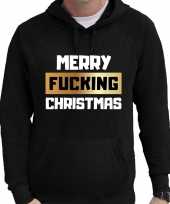 Foute kerst hoodie merry fucking christmas zwart heren t-shirt