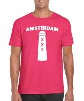 Gay pride amsterdammertje roze heren t-shirt