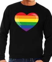 Gay pride regenboog hart sweater zwart heren t-shirt