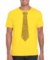 Geel fun stropdas glitter goud heren t-shirt