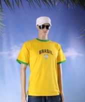 Geel heren voetbal brazilie t-shirt