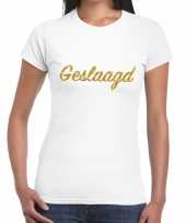 Geslaagd goud glitter tekst wit dames t-shirt