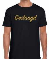 Geslaagd goud glitter tekst zwart heren t-shirt