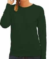 Groene sweater sweat trui raglan mouwen ronde hals dames t-shirt