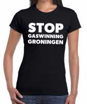 Groningen protest stop gaswinning zwart dames t-shirt