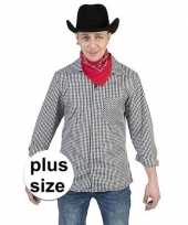 Grote maat zwart wit geruit cowboy verkleed overhemd heren t-shirt
