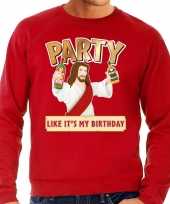 Grote maten foute kersttrui party jezus rood heren t-shirt