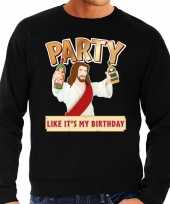 Grote maten foute kersttrui party jezus zwart heren t-shirt