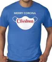 Grote maten merry corona christmas fout kerst outfit blauw heren t-shirt
