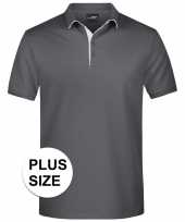 Grote maten polo golf pro premium grijs wit heren t-shirt