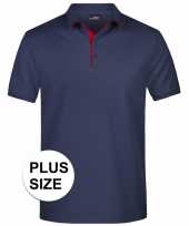 Grote maten polo golf pro premium navy rood heren t-shirt