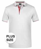 Grote maten polo golf pro premium wit rood heren t-shirt
