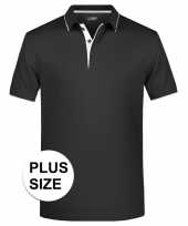 Grote maten polo golf pro premium zwart wit heren t-shirt