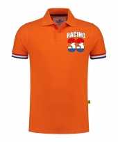 Grote maten racing coureur supporter race fan luxe polo logo borst grams oranje t-shirt