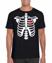 Halloween skelet zwart heren t-shirt