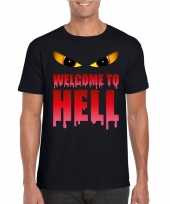 Halloween welcome to hell halloween duivel zwart heren t-shirt