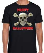 Happy halloween horror schedel verkleed zwart heren t-shirt