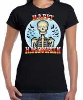 Happy halloween skelet verkleed zwart dames t-shirt